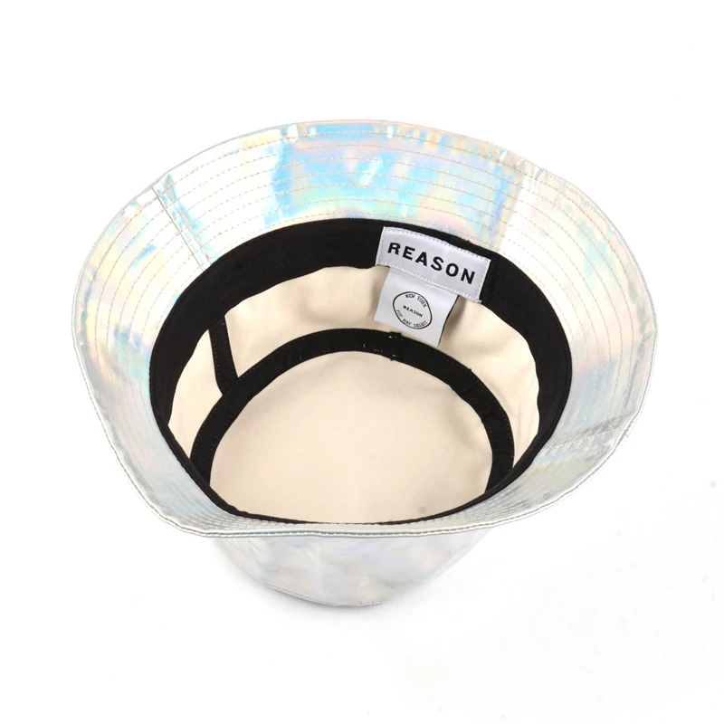 High fashion uv sun protection shade pvc reflective hologram water proof plain fishing bucket hat with logo