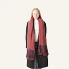 High quality long tassel solid color scarf thick warm winter cashmere scarfs women shawls
