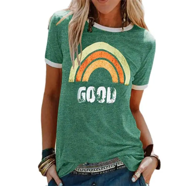Latest Design Women Fashion Good Rainbow Print Women Tops 2021 T-Shirt O Neck Short Sleeve Women Shirts Blouses Ladies
Latest Design Women Fashion Good Rainbow Print Women Tops 2021 T-Shirt O Neck Short Sleeve Women Shirts Blouses Ladies