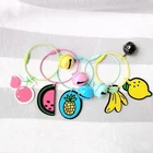 New stylish cartoon fruit pendant multicolor wire rope key ring stainless steel wire key chain