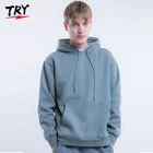 Hoodie TRY Thick Men Multi Blank Colors Streetwear Pullover 100% Pima Cotton Hoodie With Drawstrings Hood