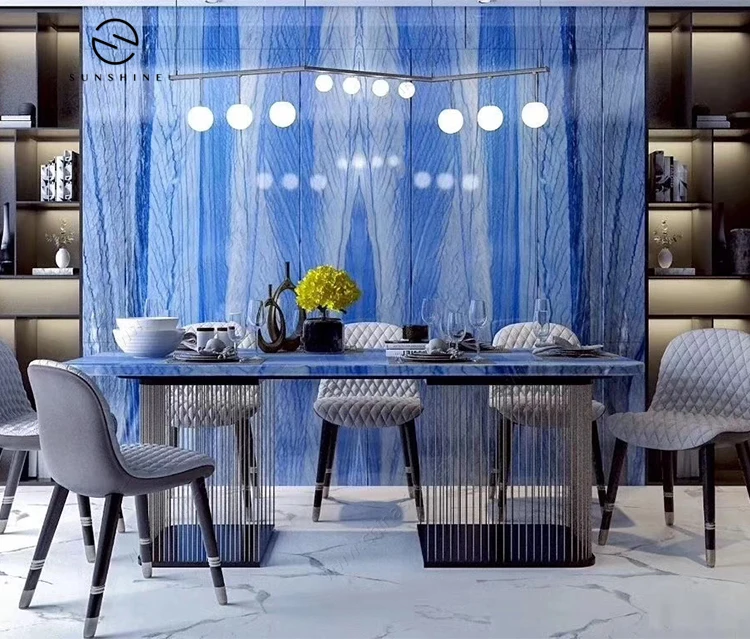 Azul Macaubas quartz Azul Boquira blue marble slab For Interior Decoration