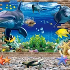 3D Floor Tiles Decorative Porcelain Floor Tiles With Dolphin Ocean View