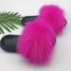 Fox Factory OEM Mixed Any Color Colorful Women Real Fox Fur Slides Slippers Wholesale