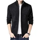 Men's Solid Slim Fit Long Sleeve Zip Up Knit Cardigan Jumper Sweater with Pocket