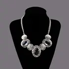 Charm Big Blue Shiny Crystal Silver Chain Necklace Fancy Jewelry