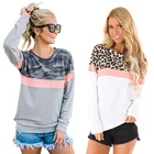 J6 Camo& leopard colorblock long sleeve blouse ladies blouse long sleeve leopard blouse