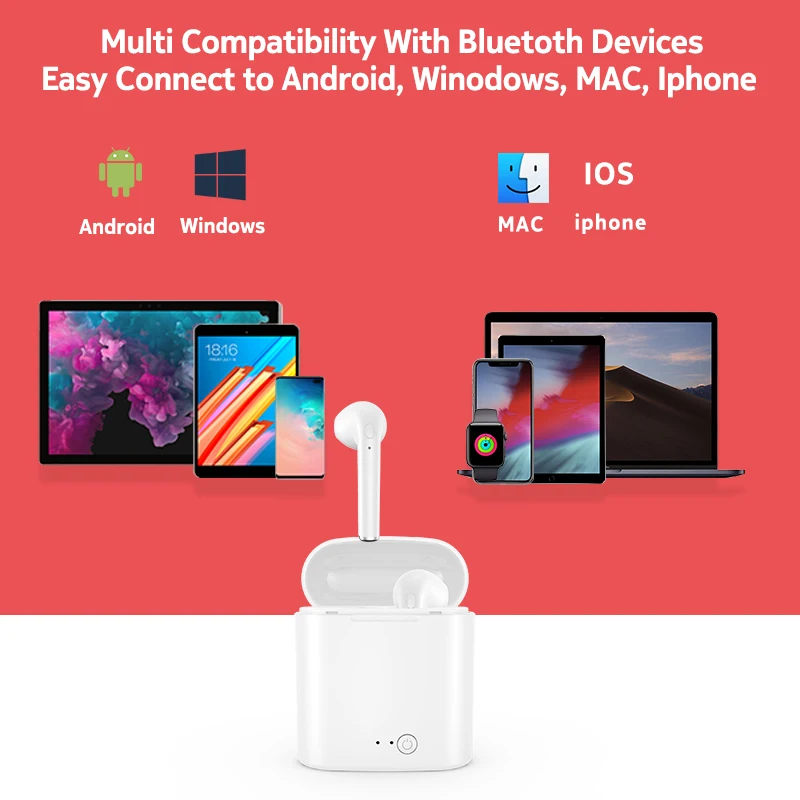 Wireless 5.0 true stereo headset sport bluetooth tws i7 mini earbuds - ANKUX.COM