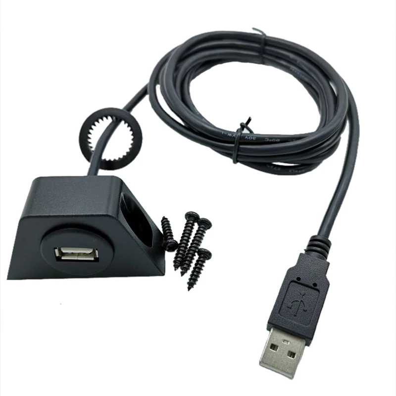 USB 2.0 Male to Female Flush Panel Mount Extension Cable for Car Truck Boat Motorcycle Dashboard, (Round Head) (6Feet/2m) - ANKUX.COM