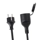 European VDE standard 10m black 16A plug home appliance rubber ac power cord with female end