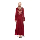 New Model abaya Islamic Long Sleeve dress with embroidery and Velvet For Women dress for muslim woman