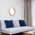 Mirror Bathroom Bedroom Solid Wood Frame Round Vanity Mirror Storage Wall Mirror 508cm Wood Color