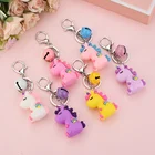 3D PVC soft rubber Unicorn Bell Leather keychain children cute pendant key chain Bag Accessories