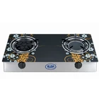 Chef's fashion color printing food Indian model modern home kitchen glass 2 burner desktop gas stove