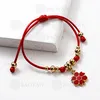 BAOYAN Lucky Red String Enamel Flower Charm Bracelet