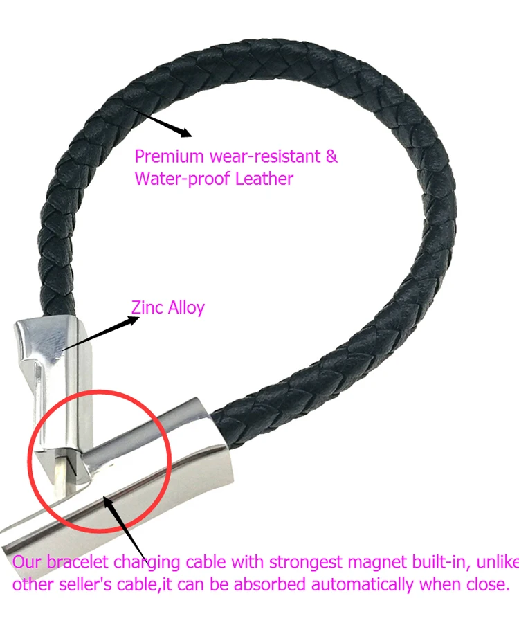 Low MOQ Customized Leather Micro Type C Usb Bracelet Charger Charging Data Cable For IPhone - ANKUX.COM