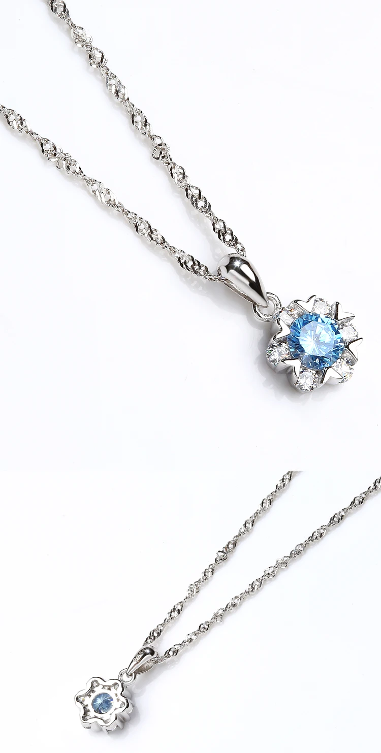 fashion 925 sterling silver snow flower blue/white zircon