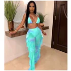 Summer Night Club Bikini Halter Sexy Swimsuits for Women 2Pcs Sheer Women Long Pant Bathing Suits