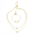 S-295 Xuping Wholesale Women Jewelry Sets 24K Gold Plated Stainless Steel Necklace Bracelet Jewelry Set
