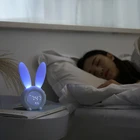 Cartoon Sleep Training Rabbit Children Bunny Clock Night Light Sunrise Wake up Desk Digital Alarm Clock