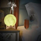 Night Light 3D Moon Lamp Humidifier 3 Color Touch Sensor Night Light With Wood Stand High Capacity Cool Mist Humidifier