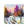 Oil painting of natural snow mountain scenery
