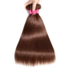 Cheap 100 brazilian virgin straight human hair bundles color 4 remy virgin hair weaves