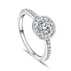 Sun Star Jewelry Ring Sterling Silver 925 Halo Setting CZ Diamond Engagement Wedding Rings For Women