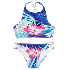 Wholesale Women Sexy Bikini Set Halter High Neck Floral Swimsuit