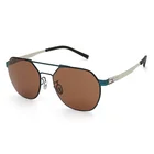 Retail Branded Fashion Good Quality Metal Hinge Hexagon Titanium Sunglasses