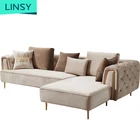 Living Room Sofas Sets Living Room Golden Furniture Stainless Modern Gold Frame Velvet Base Sofa Set