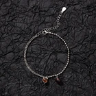 925 Sterling Silver Beaded Link Chain curb chain with Garnet stone Charm Bracelet for Women Teen Girls, birthday gift