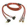 Gold Plated AV RCA Connector Right Angle To 2 Cable RCA With Nylon Braid Mesh