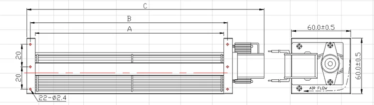 Cross Flow Fan, 110V, 220V, 230V, 12V - detail 2