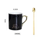 340ML Customized Wholesale ceramic coffee cup mugs for coffee /milk with gold handle /spoon