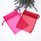 High quality Drawstring Jewelry Gift Favor Red Pouches brocad organza Gem Bags