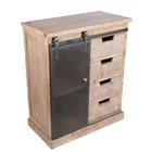 Storage Wood Vintage Storage Rustic Solid Wood Sliding Door Cabinet Furniture For Living Room