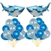 Hot Sale Cartoon Animal 90*53cm Giant Shark FOil Globos Blue Light Blue Latex Balloon For Baby Shower Party Decoration