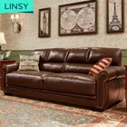 Leather Sofa Sofas Factory American Style 3 Person Retro Living Room Leather Top Layer Cowhide Sofa Combination