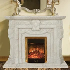 Western cultured flower hand carved marble fireplace for indoor decoration