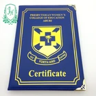 Diploma Gold Logo Printing Custom PU Leather Certificate Folder