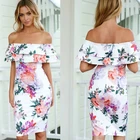 KEYIDI floral print off the shoulder sexy bodycon dress