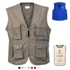Vest Custom Utility Reporter Multi Pocket Fishing Mens Solid Color Working Uniform Safety Denim Knit Cargo Vest
