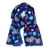 China Manufacturers Logo Custom Printing Scarves Blue Tennis Foundation Rectangle Scarfs High Quality Twill Design Silk Scarf
