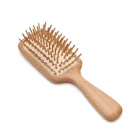 High quality large size natural wooden organic detangling paddle hair brush to remove knots for kids men women