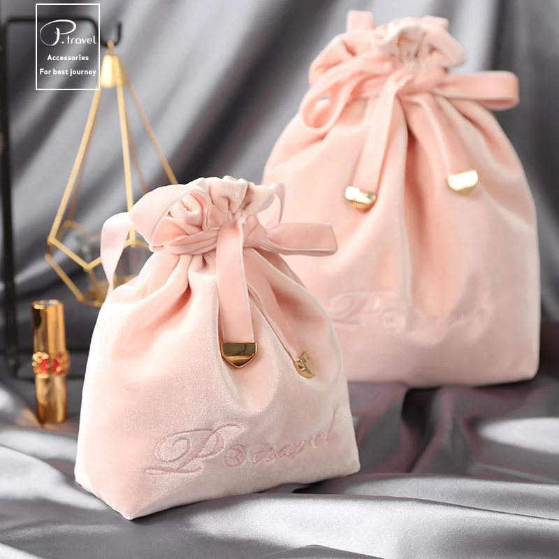 2020 new velvet girl style cosmetic bag luxury drawstring