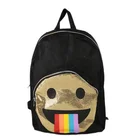 Personality Naughty Expression Gold Shiny Korean Style Back Pack Bag Women Girls Kid Back To School Backpack