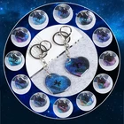 Round Heart Shape 12 Zodiac Sign Keychain Acrylic Keychain