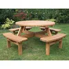 Factory hot sale wood round picnic table and bench set