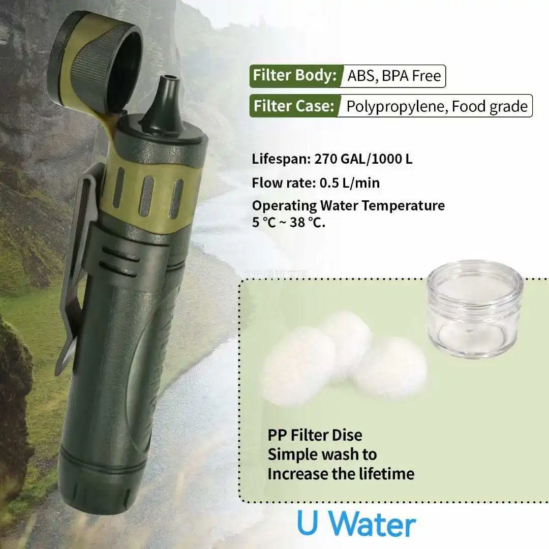 Outdoor Water Filter Survival Filter Water Straw Personal Camping Water